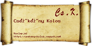 Csákány Kolos névjegykártya