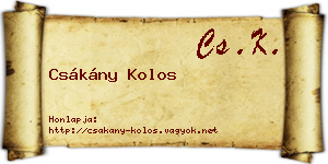 Csákány Kolos névjegykártya